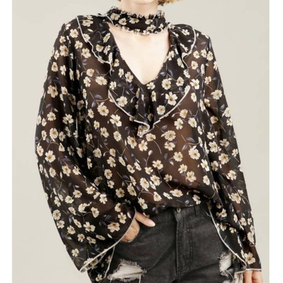 POL Tops - POL Bella Boho Peasant Bell Sleeve Long Sleeve Blouse Top NWOT Size Small